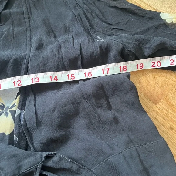 Ganni lorita georgette floral maxi dress 3/4 sleeve black, white and red flowers - Picture 5 of 13